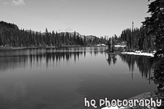Reflection Lake in Mt. Rainier National Park black and white picture