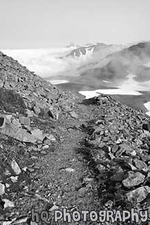 Rock Hiking Trail black and white picture