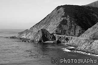 Bridge Along West Coast black and white picture