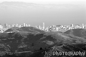 Hills & Golden Gate Bridge black and white picture