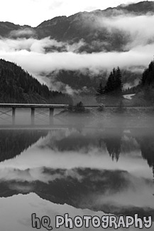 Diablo Lake & Mountain Reflection black and white picture