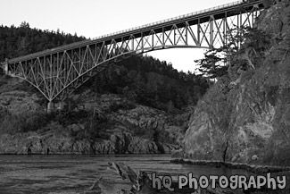 Deception Pass at Sunset black and white picture