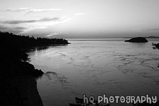 Deception Pass Ocean Sunset black and white picture