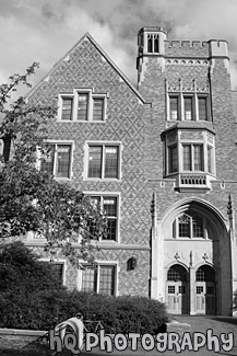 Mary Gates Hall at UW black and white picture