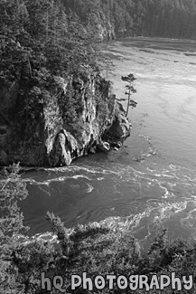 Rugged Cliffs of Deception Pass black and white picture