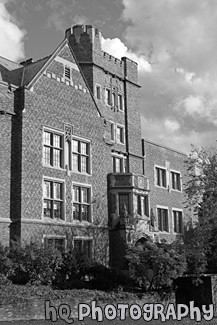 Portion of Mary Gates Hall at UW black and white picture