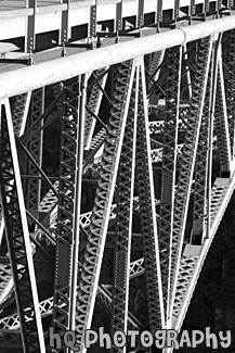 Bridge Structure Up Close black and white picture