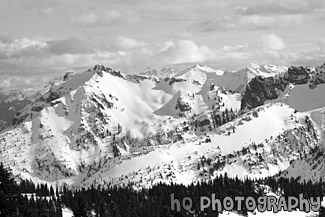 Snowy Mountain Tops black and white picture