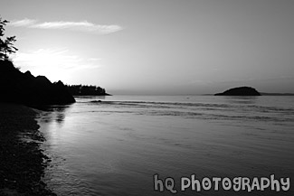 Pacific Ocean Sunset by Deception Pass black and white picture