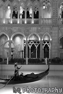 Venice Gondola Ride at Las Vegas black and white picture