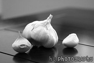 Garlic Head & Cloves black and white picture