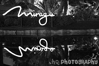 Mirage Sign Reflection black and white picture