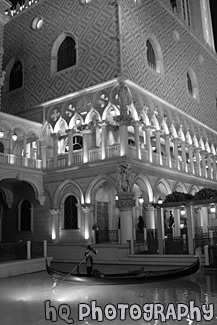 Venetian Gondola & Hotel black and white picture