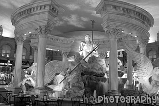 Inside of Caesar's Palace black and white picture