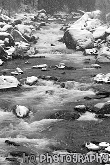 Snowy River Along Highway 2 black and white picture