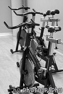 Spin Bikes black and white picture