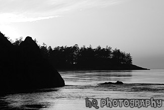 Orange Sunset at Deception Pass black and white picture