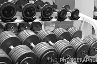 Dumbbells Close Up black and white picture