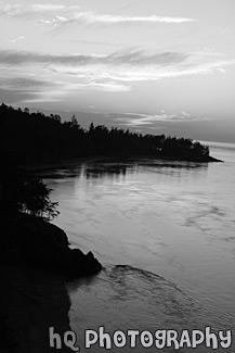 Pacific Ocean Coast Sunset black and white picture