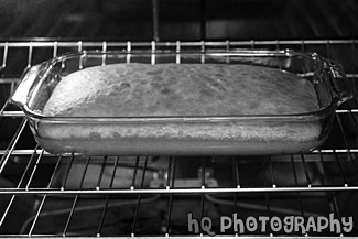 Cake Baking in Oven black and white picture