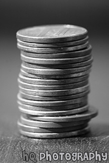 Stack of Pennies black and white picture