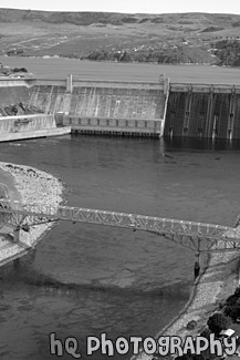 Grand Coulee Dam & Bridge black and white picture