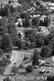 Looking Down at a Neighborhood black and white picture