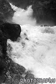 Deception Falls Under Stevens Pass black and white picture