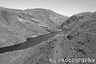 Aerial Hells Canyon National Recreation Park black and white picture