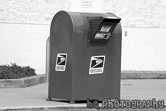 USPS Blue Mailbox black and white picture