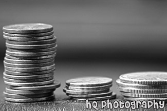 Stacks of Coins black and white picture