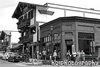 Downtown Leavenworth black and white picture