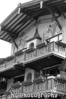 Hotel Europa in Leavenworth black and white picture