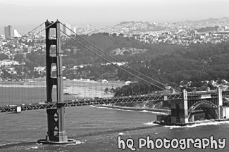 Golden Gate Bridge Side View black and white picture