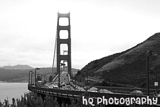 Golden Gate Bridge on Cloudy Day black and white picture