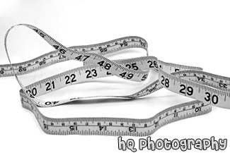 Measuring Tape on White Background black and white picture