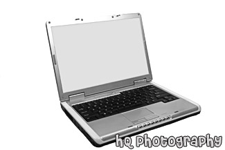 Laptop Computer on White Background black and white picture