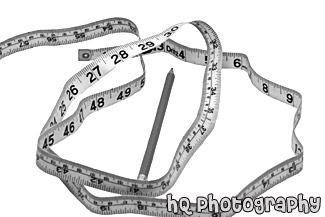 Measuring Tape & Pencil black and white picture