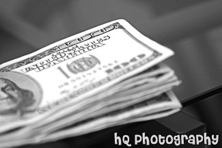 Stack of $100 Bills black and white picture