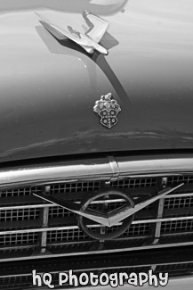 1955 Packard Patrician Classic Car Grill black and white picture