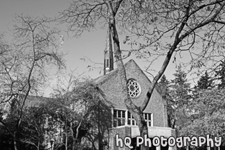 Eastvold Chapel at PLU black and white picture