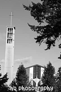 Trinity Lutheran Church at PLU black and white picture