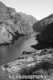 Looking Through Hells Canyon black and white picture