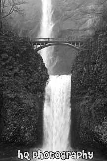 Multnomah Falls & Bridge black and white picture