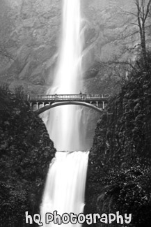 Multnomah Falls & Bridge Up Close black and white picture