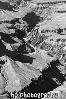 Colorado River Seen in Grand Canyon black and white picture