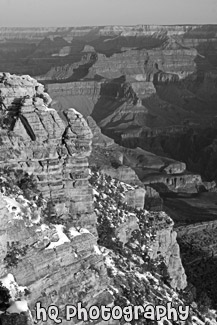 Sunrise Grand Canyon View at Mather Point black and white picture