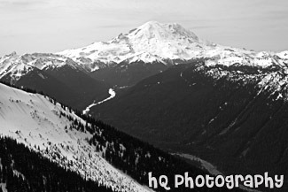 Mt. Rainier From Crystal Mountain Summit black and white picture