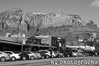 Downtown Sedona, Arizona black and white picture