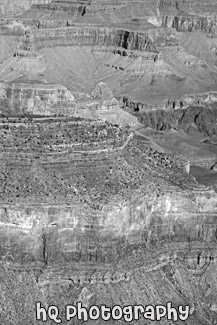 Grand Canyon Close Up at South Rim black and white picture